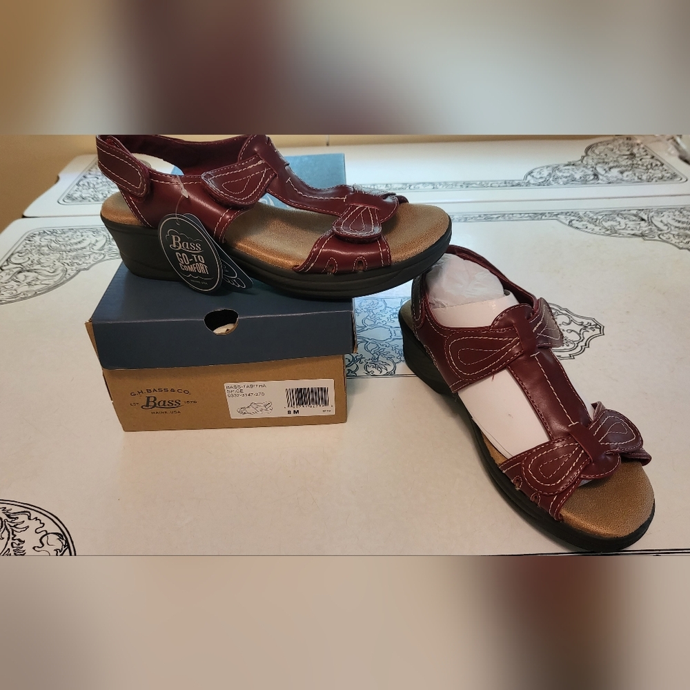 G.H.BASS & Co Women's Sandals 8M Tabitha Spice NIB Burgundy Wine